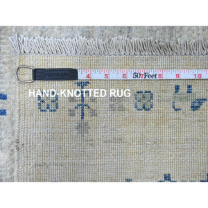 8'3"x9'7" Chiffon White, Fine Kashkuli Gabbeh with Small Animal Figurines, Soft Wool, Hand Knotted, Vegetable Dyes, Oriental Rug FWR120120