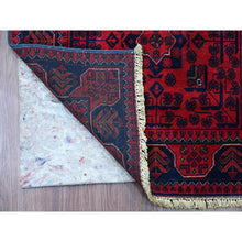 Load image into Gallery viewer, 2&#39;6&quot;x21&#39;6&quot; Scarlet Red, Afghan Khamyab with Star Medallions Design, Pure Wool, Soft and Plush Pile, Hand Knotted, Veggie Dyes, XL Runner, Oriental Rug FWR120126