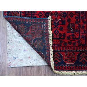 2'6"x21'6" Scarlet Red, Afghan Khamyab with Star Medallions Design, Pure Wool, Soft and Plush Pile, Hand Knotted, Veggie Dyes, XL Runner, Oriental Rug FWR120126