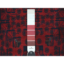Load image into Gallery viewer, 2&#39;6&quot;x21&#39;6&quot; Scarlet Red, Afghan Khamyab with Star Medallions Design, Pure Wool, Soft and Plush Pile, Hand Knotted, Veggie Dyes, XL Runner, Oriental Rug FWR120126