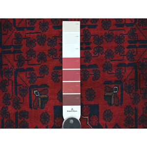 2'6"x21'6" Scarlet Red, Afghan Khamyab with Star Medallions Design, Pure Wool, Soft and Plush Pile, Hand Knotted, Veggie Dyes, XL Runner, Oriental Rug FWR120126