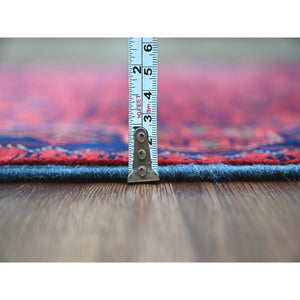 2'6"x21'6" Scarlet Red, Afghan Khamyab with Star Medallions Design, Pure Wool, Soft and Plush Pile, Hand Knotted, Veggie Dyes, XL Runner, Oriental Rug FWR120126
