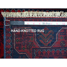 Load image into Gallery viewer, 2&#39;6&quot;x21&#39;6&quot; Scarlet Red, Afghan Khamyab with Star Medallions Design, Pure Wool, Soft and Plush Pile, Hand Knotted, Veggie Dyes, XL Runner, Oriental Rug FWR120126