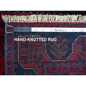 2'6"x21'6" Scarlet Red, Afghan Khamyab with Star Medallions Design, Pure Wool, Soft and Plush Pile, Hand Knotted, Veggie Dyes, XL Runner, Oriental Rug FWR120126