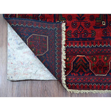 Load image into Gallery viewer, 2&#39;8&quot;x4&#39;2&quot; Deep And Saturated Red, Afghan Khamyab With Geometric Design, Extra Soft Wool, Hand Knotted, Mat, Oriental Rug FWR120132