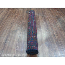 Load image into Gallery viewer, 2&#39;8&quot;x4&#39;2&quot; Deep And Saturated Red, Afghan Khamyab With Geometric Design, Extra Soft Wool, Hand Knotted, Mat, Oriental Rug FWR120132