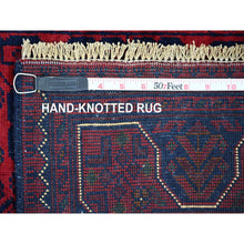 Load image into Gallery viewer, 2&#39;8&quot;x4&#39;2&quot; Deep And Saturated Red, Afghan Khamyab With Geometric Design, Extra Soft Wool, Hand Knotted, Mat, Oriental Rug FWR120132