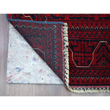 Load image into Gallery viewer, 2&#39;5&quot;x19&#39;2&quot; Deep and Saturated Red, Afghan Khamyab with Repetitive Star Medallion Design, Soft Wool, Hand Knotted, XL Runner, Oriental Rug FWR120138