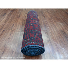 Load image into Gallery viewer, 2&#39;5&quot;x19&#39;2&quot; Deep and Saturated Red, Afghan Khamyab with Repetitive Star Medallion Design, Soft Wool, Hand Knotted, XL Runner, Oriental Rug FWR120138