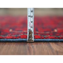Load image into Gallery viewer, 2&#39;5&quot;x19&#39;2&quot; Deep and Saturated Red, Afghan Khamyab with Repetitive Star Medallion Design, Soft Wool, Hand Knotted, XL Runner, Oriental Rug FWR120138