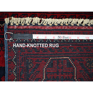 2'5"x19'2" Deep and Saturated Red, Afghan Khamyab with Repetitive Star Medallion Design, Soft Wool, Hand Knotted, XL Runner, Oriental Rug FWR120138