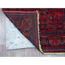 Load image into Gallery viewer, 2&#39;7&quot;x9&#39;5&quot; Rich Red, Afghan Khamyab With Geometric Pattern, Soft Wool, Hand Knotted, Runner, Oriental Rug FWR120150