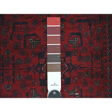 Load image into Gallery viewer, 2&#39;7&quot;x9&#39;5&quot; Rich Red, Afghan Khamyab With Geometric Pattern, Soft Wool, Hand Knotted, Runner, Oriental Rug FWR120150
