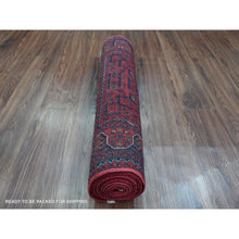 Load image into Gallery viewer, 2&#39;7&quot;x9&#39;5&quot; Rich Red, Afghan Khamyab With Geometric Pattern, Soft Wool, Hand Knotted, Runner, Oriental Rug FWR120150