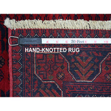 Load image into Gallery viewer, 2&#39;7&quot;x9&#39;5&quot; Rich Red, Afghan Khamyab With Geometric Pattern, Soft Wool, Hand Knotted, Runner, Oriental Rug FWR120150