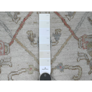 3'x15'9" Chiffon White, Afghan Angora Oushak With All Over Vines Design, Natural Dyes, Pure Wool, Hand Knotted, Runner, Oriental Rug FWR120162