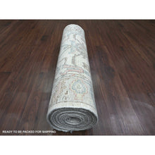 Load image into Gallery viewer, 3&#39;x15&#39;9&quot; Chiffon White, Afghan Angora Oushak With All Over Vines Design, Natural Dyes, Pure Wool, Hand Knotted, Runner, Oriental Rug FWR120162