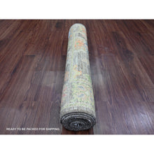 Load image into Gallery viewer, 3&#39;x9&#39;8&quot; Hot Pink, Overdyed Vintage Persian Hamadan with Geometric Pattern, Worn and Distressed, Hand Knotted, 100% Wool, Cropped Thin, Zero Pile, Sides and Ends Professionally Secured, Clean, Runner, Oriental Rug FWR5982