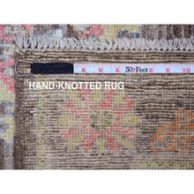 Load image into Gallery viewer, 3&#39;x9&#39;8&quot; Mocha Brown, Afghan Angora Oushak With Colorful Leaf Design, Vegetable Dyes, Hand Knotted, 100% Wool, Runner, Oriental Rug FWR120168