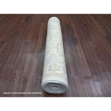 Load image into Gallery viewer, 2&#39;10&quot;x12&#39;5&quot; Alabaster White, Hand Knotted, Afghan Angora Oushak with All Over Leaf Design, Vegetable Dyes, 100% Wool, Runner, Oriental Rug FWR120174