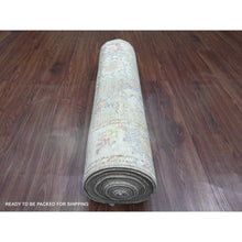 Load image into Gallery viewer, 3&#39;x19&#39;10&quot; Laurel Green, Hand Knotted, Afghan Angora Oushak With Soft Color Leaf Design, Veggie Dyes, Pure Wool, Xl Runner, Oriental Rug FWR120186