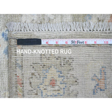 Load image into Gallery viewer, 3&#39;x19&#39;10&quot; Laurel Green, Hand Knotted, Afghan Angora Oushak With Soft Color Leaf Design, Veggie Dyes, Pure Wool, Xl Runner, Oriental Rug FWR120186