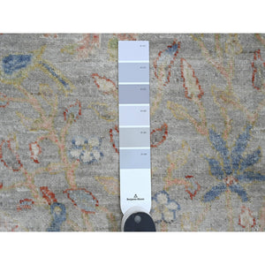 2'1"x3'1" Cloud Gray, Hand Knotted, Afghan Peshawar With Birds Of Paradise Design, Soft Wool, Vegetable Dyes, Mat, Oriental Rug FWR120198