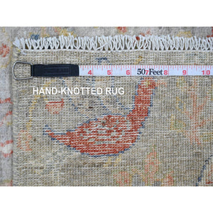 2'1"x3'1" Cloud Gray, Hand Knotted, Afghan Peshawar With Birds Of Paradise Design, Soft Wool, Vegetable Dyes, Mat, Oriental Rug FWR120198