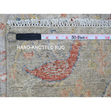 Load image into Gallery viewer, 2&#39;1&quot;x3&#39;1&quot; Cloud Gray, Hand Knotted, Afghan Peshawar With Birds Of Paradise Design, Soft Wool, Vegetable Dyes, Mat, Oriental Rug FWR120198