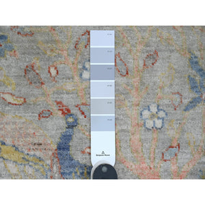 2'1"x3'1" Medium Gray, Afghan Peshawar With Birds Of Paradise Design, Hand Knotted, Soft Wool, Veggie Dyes, Mat, Sample, Oriental Rug FWR120216