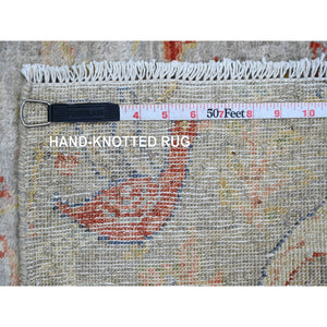 2'1"x3'1" Medium Gray, Afghan Peshawar With Birds Of Paradise Design, Hand Knotted, Soft Wool, Veggie Dyes, Mat, Sample, Oriental Rug FWR120216