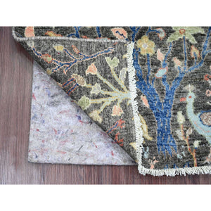 2'x3'4" Anchor Gray, Afghan Peshawar, Tree Of Life, Birds Of Paradise Design, Sample, Hand Knotted, Natural Dyes, Soft Wool, Mat, Oriental Rug FWR120222