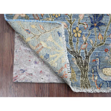 Load image into Gallery viewer, 2&#39;1&quot;x3&#39;1&quot; Maya Blue, Soft Wool, Afghan Peshawar with Birds of Paradise Design, Vegetable Dyes, Hand Knotted, Mat, Sample, Oriental Rug FWR120228