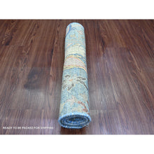Load image into Gallery viewer, 2&#39;1&quot;x3&#39;1&quot; Maya Blue, Soft Wool, Afghan Peshawar with Birds of Paradise Design, Vegetable Dyes, Hand Knotted, Mat, Sample, Oriental Rug FWR120228