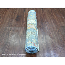 Load image into Gallery viewer, 2&#39;x3&#39; Lake Blue, Afghan Peshawar with Birds of Paradise Design, Natural Dyes, Hand Knotted, 100% Wool, Sample, Mat, Oriental Rug FWR120246