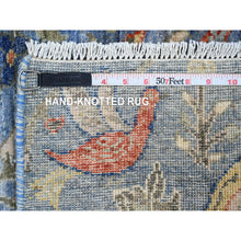 Load image into Gallery viewer, 2&#39;x3&#39; Lake Blue, Afghan Peshawar with Birds of Paradise Design, Natural Dyes, Hand Knotted, 100% Wool, Sample, Mat, Oriental Rug FWR120246