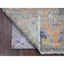 Load image into Gallery viewer, 2&#39;1&quot;x3&#39;1&quot; Flint Gray, 100% Wool, Afghan Peshawar With Birds Of Paradise Design, Hand Knotted, Natural Dyes, Mat, Oriental Rug FWR120252