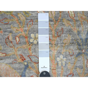 2'1"x3'1" Flint Gray, 100% Wool, Afghan Peshawar With Birds Of Paradise Design, Hand Knotted, Natural Dyes, Mat, Oriental Rug FWR120252