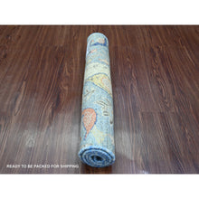 Load image into Gallery viewer, 2&#39;x3&#39; Carolina Blue, Afghan Peshawar with Birds of Paradise Design, Soft Wool, Vegetable Dyes, Hand Knotted, Mat, Sample, Oriental Rug FWR120264