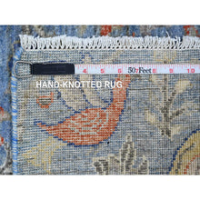 Load image into Gallery viewer, 2&#39;x3&#39; Carolina Blue, Afghan Peshawar with Birds of Paradise Design, Soft Wool, Vegetable Dyes, Hand Knotted, Mat, Sample, Oriental Rug FWR120264