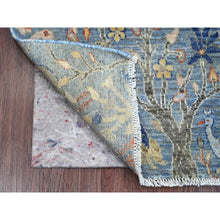 Load image into Gallery viewer, 2&#39;1&quot;x3&#39; Maya Blue, Afghan Peshawar with Birds of Paradise Design, Natural Dyes, Hand Knotted, 100% Wool, Mat, Sample, Oriental Rug FWR120276