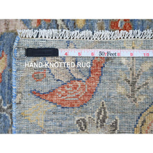 Load image into Gallery viewer, 2&#39;1&quot;x3&#39; Maya Blue, Afghan Peshawar with Birds of Paradise Design, Natural Dyes, Hand Knotted, 100% Wool, Mat, Sample, Oriental Rug FWR120276