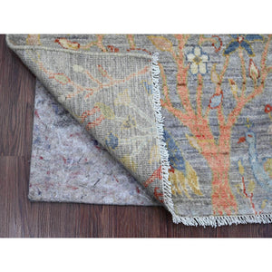 2'1"x3'2" Carolina Blue, Afghan Peshawar With Birds Of Paradise Design, Hand Knotted, Soft Wool, Vegetable Dyes, Sample, Mat, Oriental Rug FWR120288