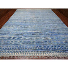 Load image into Gallery viewer, 12&#39;2&quot;x15&#39;3&quot; Imperial Blue, Moroccan Weave, All Over Intricate Block Geometric Design, Textured Pile, 100% Wool, Hand Knotted, Oversized, Oriental Rug FWR120306