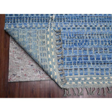 Load image into Gallery viewer, 12&#39;2&quot;x15&#39;3&quot; Imperial Blue, Moroccan Weave, All Over Intricate Block Geometric Design, Textured Pile, 100% Wool, Hand Knotted, Oversized, Oriental Rug FWR120306