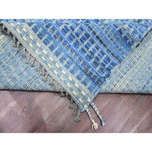 Load image into Gallery viewer, 12&#39;2&quot;x15&#39;3&quot; Imperial Blue, Moroccan Weave, All Over Intricate Block Geometric Design, Textured Pile, 100% Wool, Hand Knotted, Oversized, Oriental Rug FWR120306