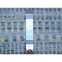 Load image into Gallery viewer, 12&#39;2&quot;x15&#39;3&quot; Imperial Blue, Moroccan Weave, All Over Intricate Block Geometric Design, Textured Pile, 100% Wool, Hand Knotted, Oversized, Oriental Rug FWR120306