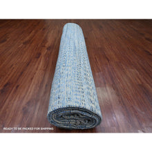 Load image into Gallery viewer, 12&#39;2&quot;x15&#39;3&quot; Imperial Blue, Moroccan Weave, All Over Intricate Block Geometric Design, Textured Pile, 100% Wool, Hand Knotted, Oversized, Oriental Rug FWR120306