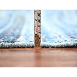 12'2"x15'3" Imperial Blue, Moroccan Weave, All Over Intricate Block Geometric Design, Textured Pile, 100% Wool, Hand Knotted, Oversized, Oriental Rug FWR120306