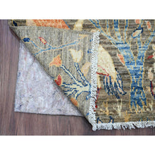 Load image into Gallery viewer, 2&#39;x3&#39; Dim Gray, Afghan Peshawar With Birds Of Paradise Design, Hand Knotted, Soft Wool, Vegetable Dyes, Mat, Sample, Oriental Rug FWR120324